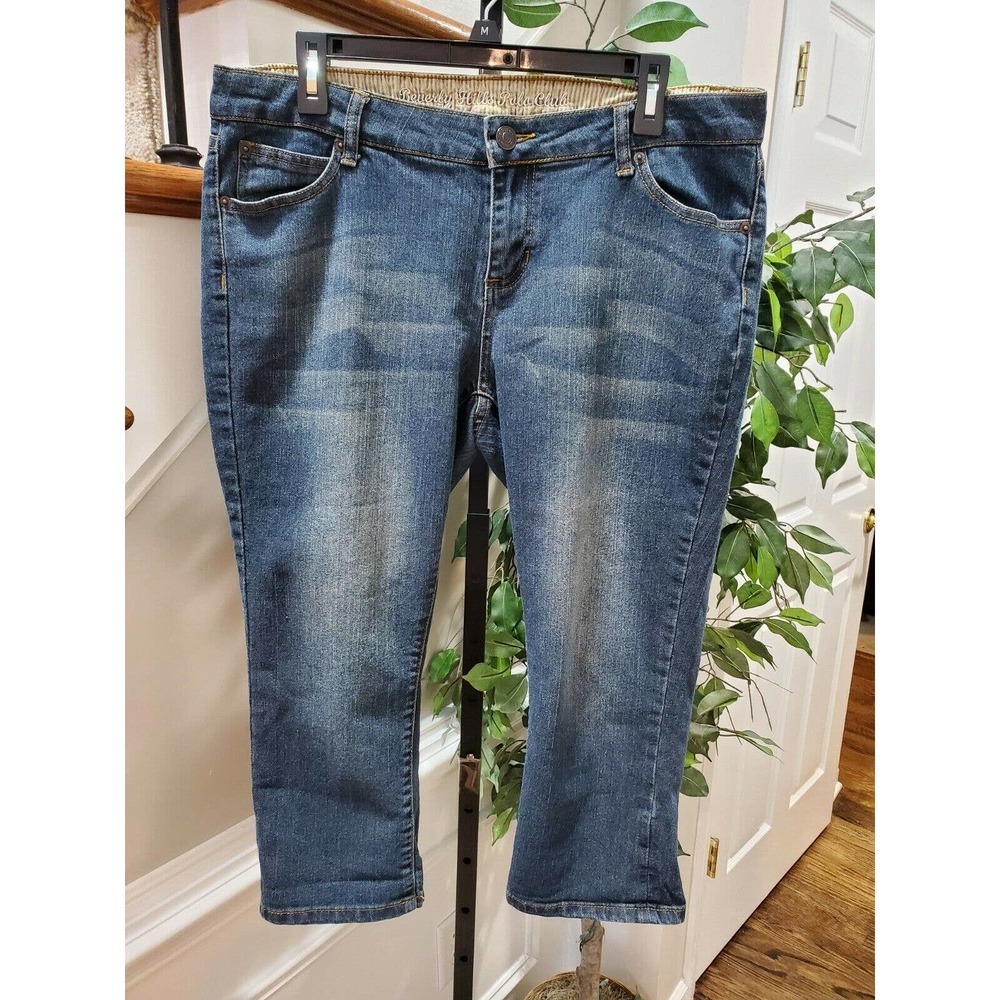 Beverly Hills Women's Denim Blue Cotton Mid Rise Straight Leg Jeans Pant Size 14